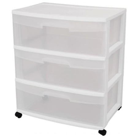 Sterilite Sterilite 3 Drawer White Wide Storage Drawer Cart 29308001 29308001